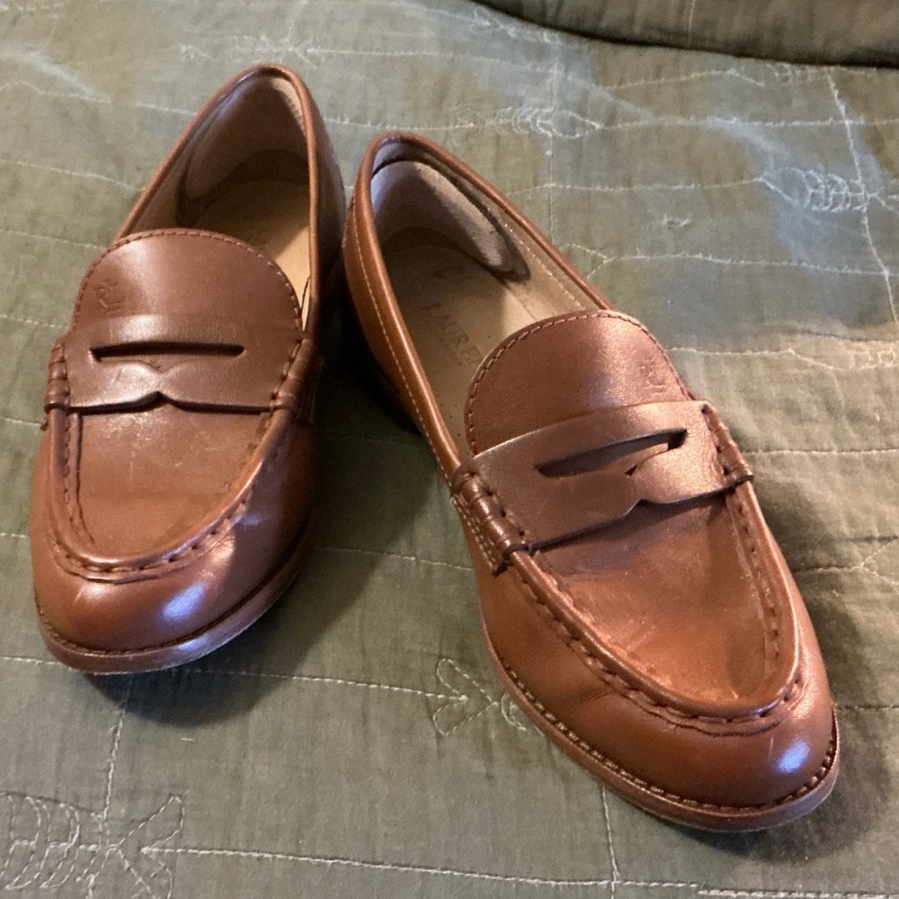 Ralph Lauren Cognac Leather Classic Loafers